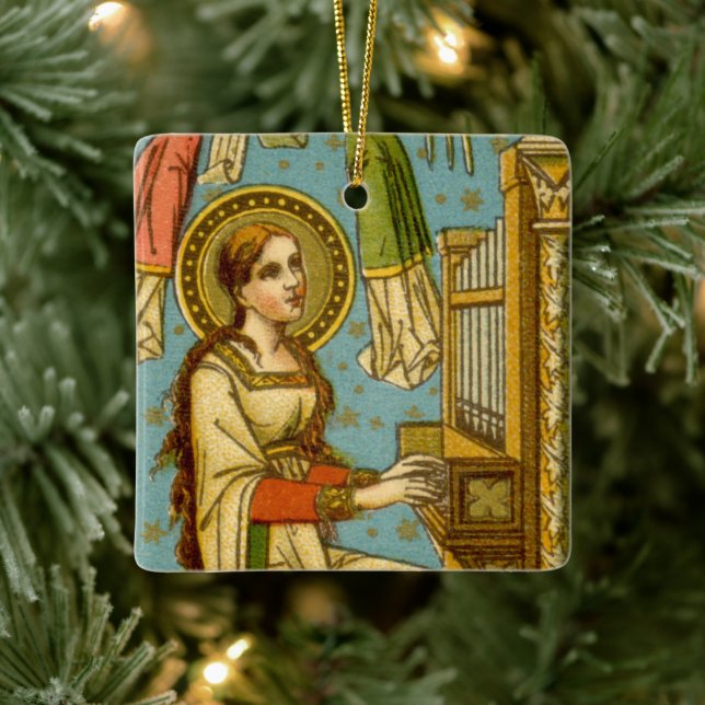 NeoGothic St. Cecilia of Rome (detail; BNG 02) Ceramic Ornament (Tree)
