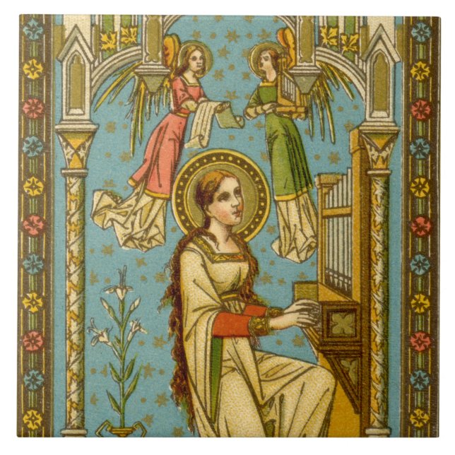 NeoGothic St. Cecilia of Rome (detail; BNG 02) Ceramic Tile (Front)