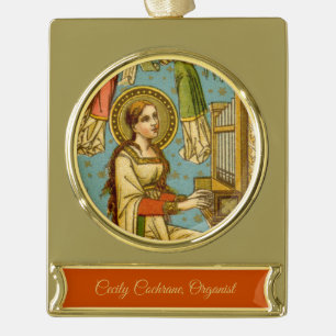 NeoGothic St. Cecilia of Rome (detail; BNG 02) Gold Plated Banner Ornament