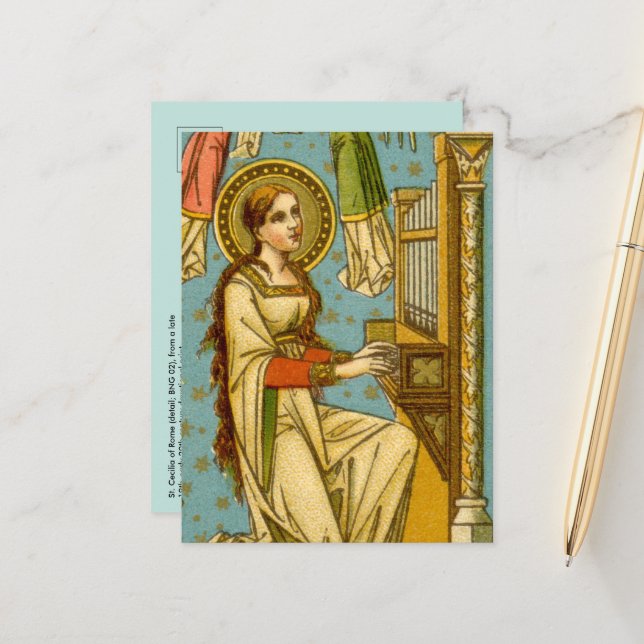 NeoGothic St. Cecilia of Rome (detail; BNG 02) Pos Postcard (Front/Back In Situ)