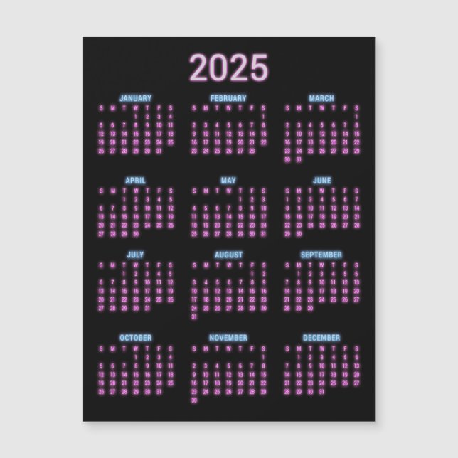 Neon 2025 Calendar (Front)