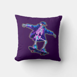 Neon 3D Skeleton Skateboarding – Funny Streetwear Cushion