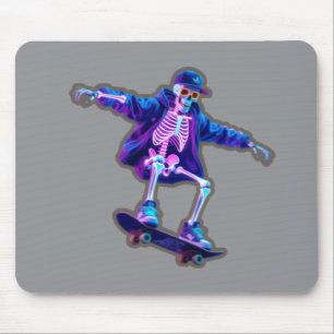 Neon 3D Skeleton Skateboarding – Funny Streetwear Mouse Pad