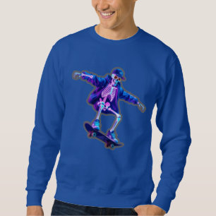 Neon 3D Skeleton Skateboarding – Funny Streetwear Sweatshirt