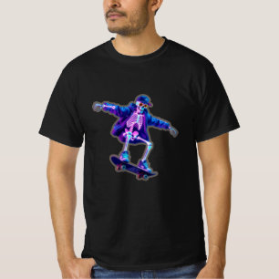 Neon 3D Skeleton Skateboarding – Funny Streetwear T-Shirt