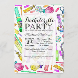 Neon 80's 90's Retro Funny Candy Pattern Invitation
