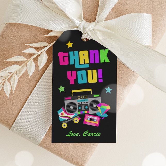 Neon 80's Birthday Party Favour Tag (80's Birthday Party Favor Tag)