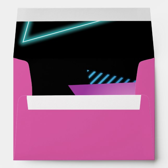 Neon 80s Party Editable Envelope 80s theme party (Back (Bottom))