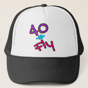Neon 80's Retro 40&Fly Hip Hop 40th Birthday Trucker Hat