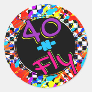 Neon 80's Retro 40 n Fly Hip Hop 40th Birthday Classic Round Sticker