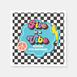 Neon 90s Retro Five is a Vibe 5th Birthday Napkin