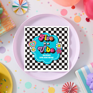 Neon 90s Retro Five is a Vibe 5th Birthday Napkin