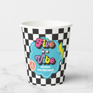 Neon 90s Retro Five is a Vibe 5th Birthday Paper Cups