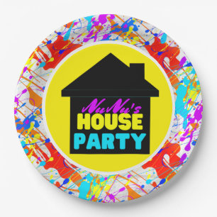 Neon 90's Retro Hip Hop Theme House Party Colorful Paper Plate