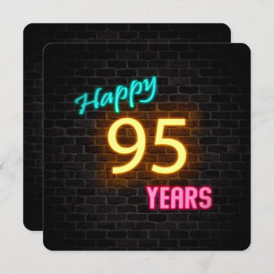 Neon 95th Birthday Sign glowing on brick Invitation