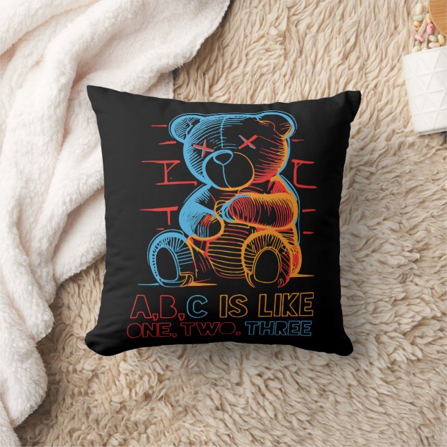 Neon ABC Teddy Bear Cushion (Blanket)