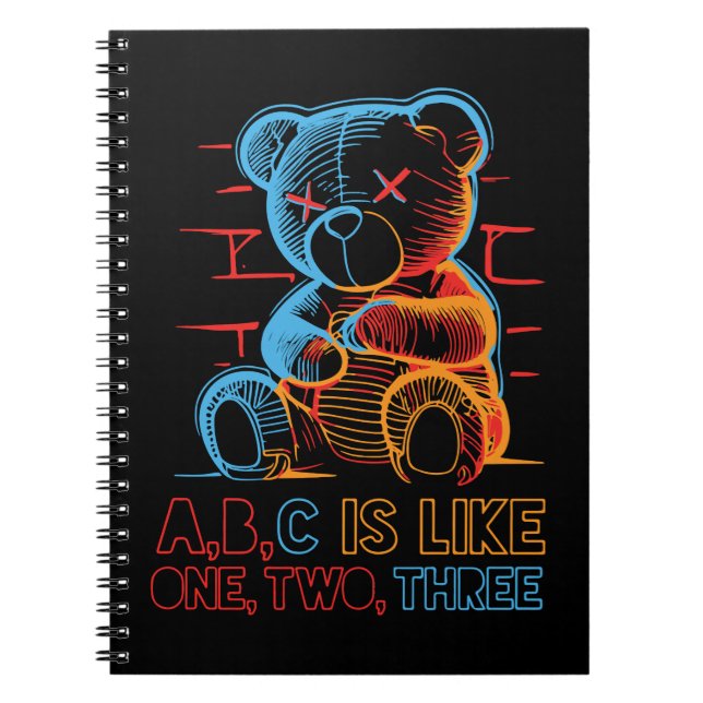 Neon ABC Teddy Bear Notebook (Front)