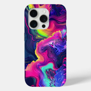Neon Abstract Art – Chromatic Waves iPhone 15 Pro Case