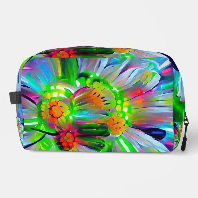 Neon Abstract Daisies with Vivid Colours Dopp Kit (Front)