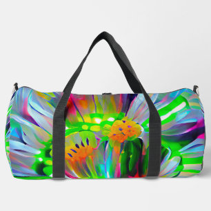 Neon Abstract Daisies with Vivid Colours Duffle Bag