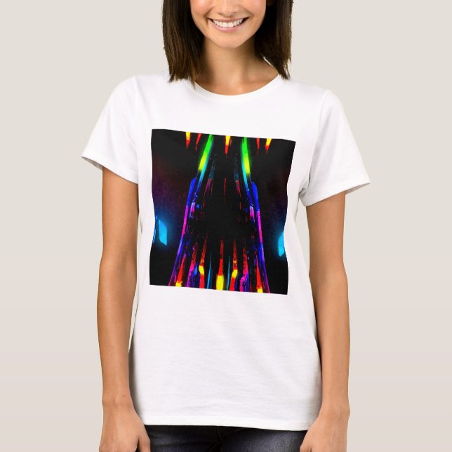 Neon Abstract Design - Bold Eye-Catching Art T-Shirt (Front)