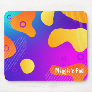 Neon Abstract Design With Name Mouse Pad