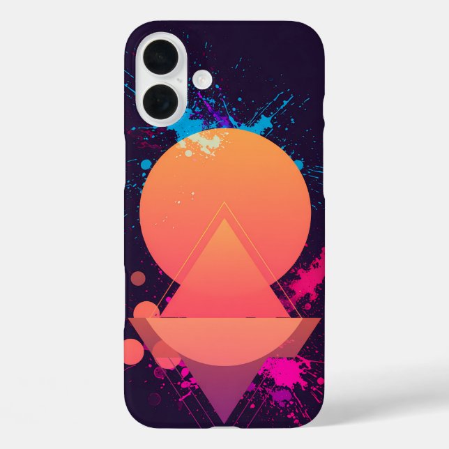 Neon Abstract Geometric Splash Retro Futuristic  Case-Mate iPhone Case (Back)