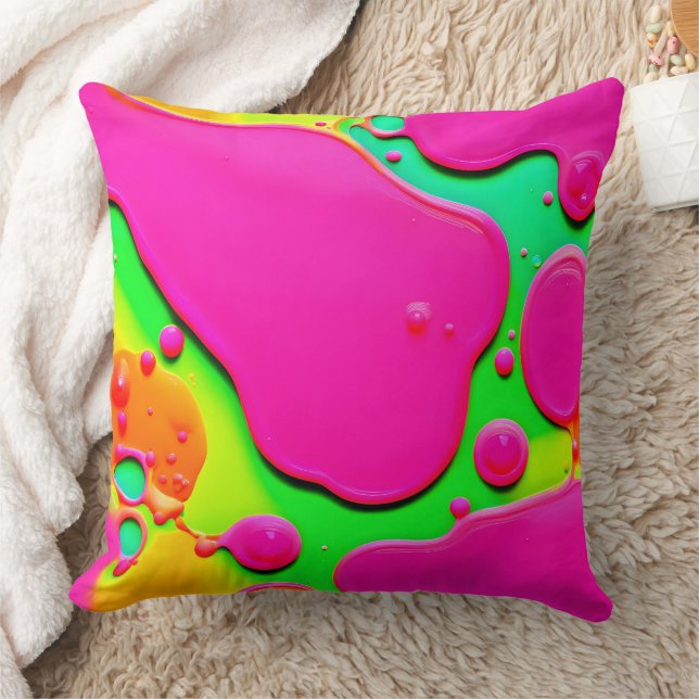 Neon Abstract Liquid Dreams Cushion (Blanket)