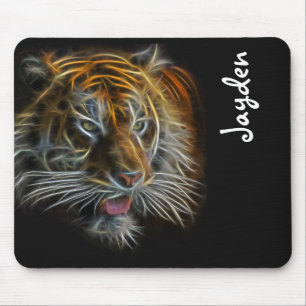 Neon Abstract TigerHead Mouse Pad
