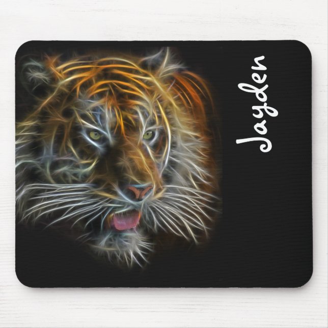 Neon Abstract TigerHead Mouse Pad (Front)