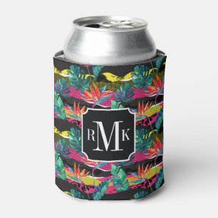 Neon Abstract Tropical Texture Pattern Can Cooler