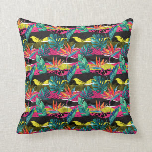 Neon Abstract Tropical Texture Pattern Cushion