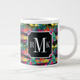 Neon Abstract Tropical Texture Pattern Large Coffee Mug