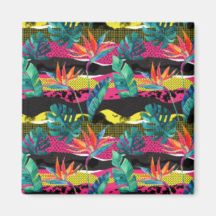 Neon Abstract Tropical Texture Pattern Magnet
