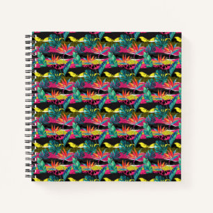 Neon Abstract Tropical Texture Pattern Notebook