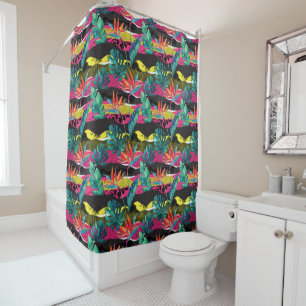 Neon Abstract Tropical Texture Pattern Shower Curtain