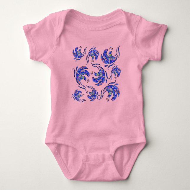 Neon Abstract Waves Art Pattern Baby Bodysuit (Front)