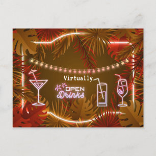 Neon Adult Virtual Birthday Party Postcard