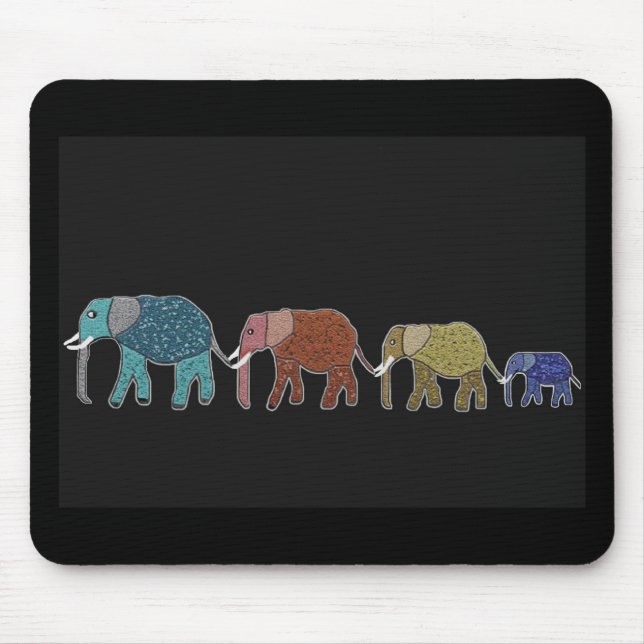 Neon African Elephant Walk Mouse Pad (Front)