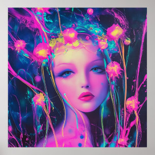 Neon Alien Goddess  Poster