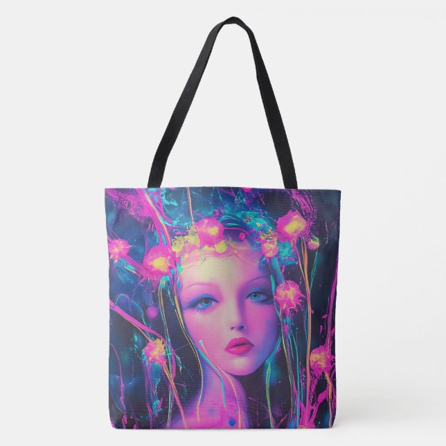 Neon Alien Goddess  Tote Bag (Front)