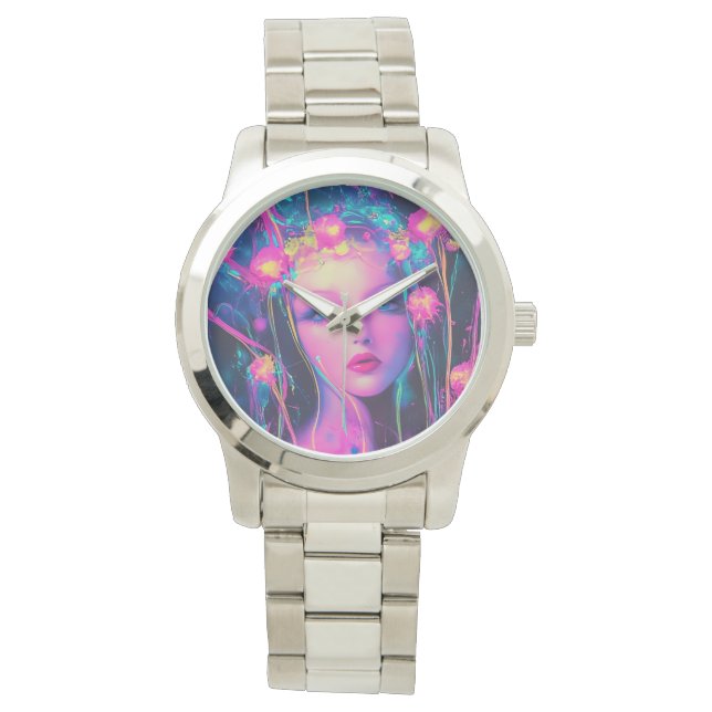 Neon Alien Goddess  Watch (Front)