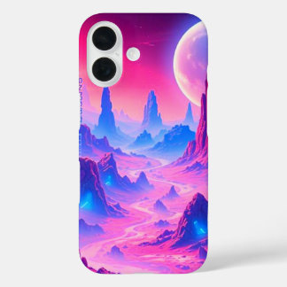 Neon Alien Planet iPhone 16 Case | Sci-Fi Cosmic P