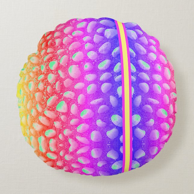 Neon alien Stones Round Cushion (Front)