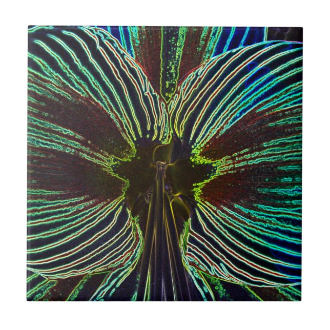 Neon Amaryllis Ceramic Tile (Front)