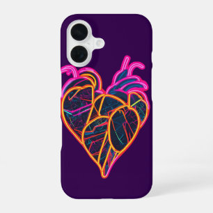 Neon Anatomical Heart Hoodie Artistic Botanical iPhone 16 Case