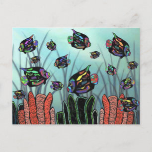 Neon Angelfish Coral Reef Postcard