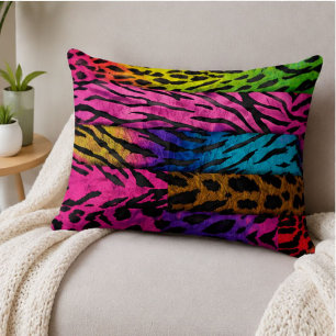 Neon Animal Print Colorful Zebra Leopard Cheetah Decorative Cushion