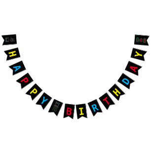 Neon any year video games arcade birthday  bunting 