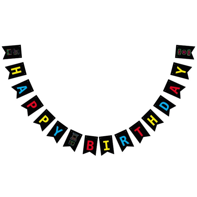 Neon any year video games arcade birthday  bunting  (All)
